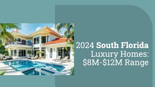 Large two-story Florida home with pool, palm trees, and text overlay about luxury homes.